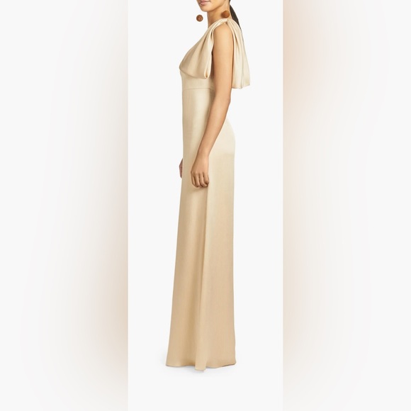 Sachin + Babi Chelsea One-Shoulder Georgette Bias Gown in Champagne Size 6 - Picture 5 of 11